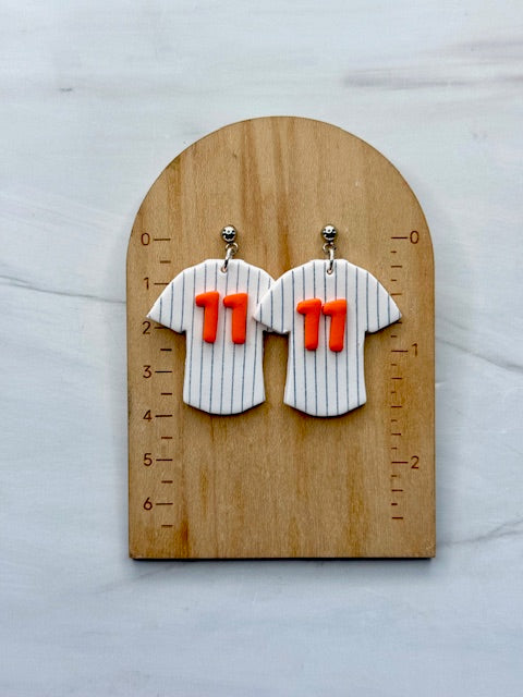 Baseball Jersey Earrings - Pinstripe