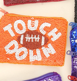 Game Day Football beaded Sequin Coin Bag