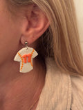 Baseball Jersey Earrings - White