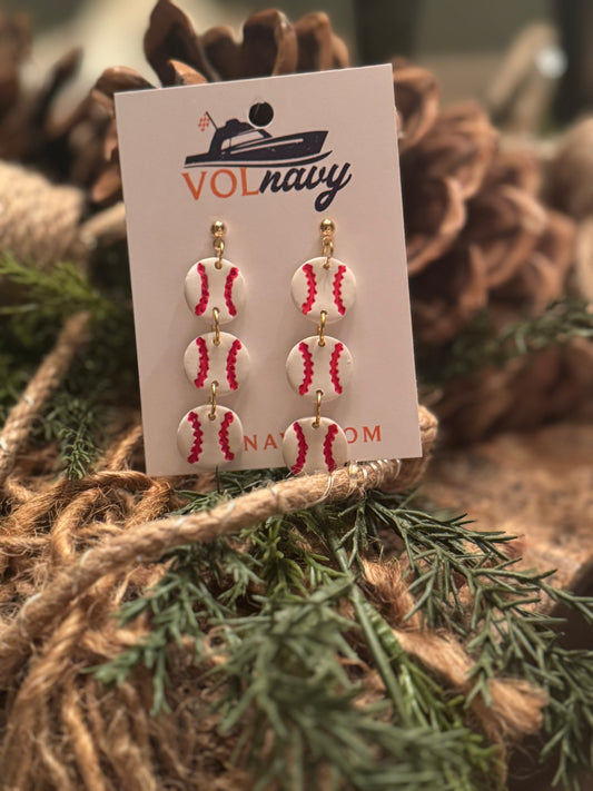 Triple Baseball Earrings