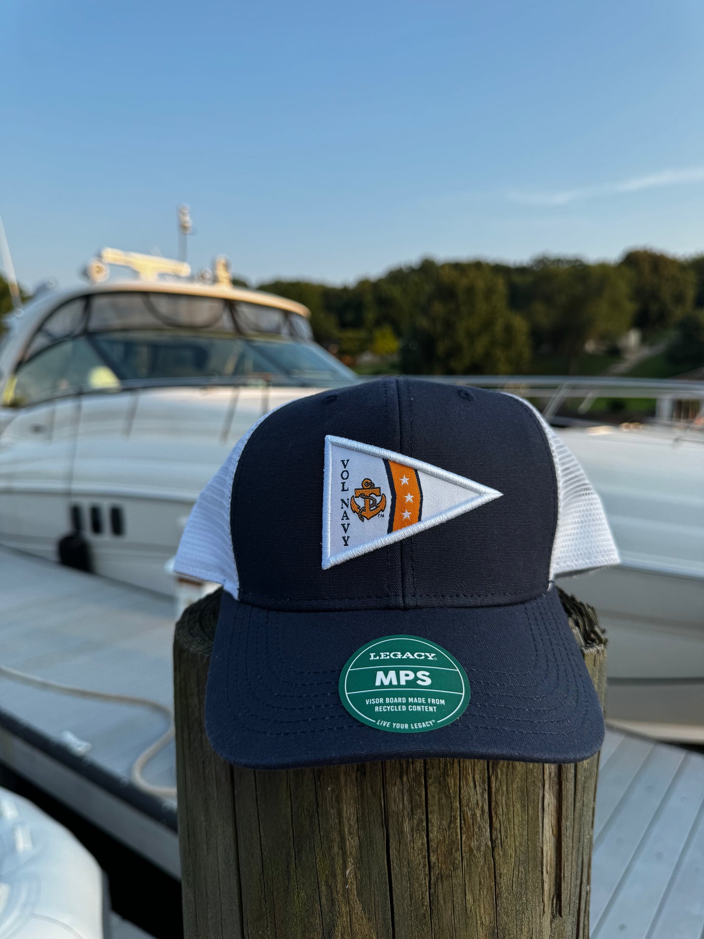 Navy & White Mesh Burgee Hat
