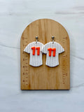 Baseball Jersey Earrings - Black