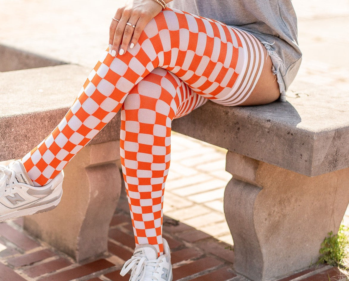 Checkered Thigh High Stockings