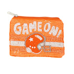 Game On Bead Embroidered Football Coin Bag