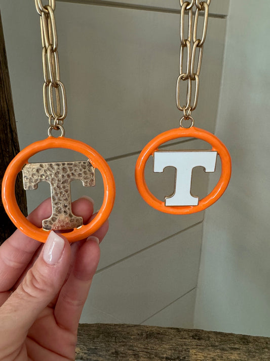 Tennessee Vols Logo Enamel Necklace